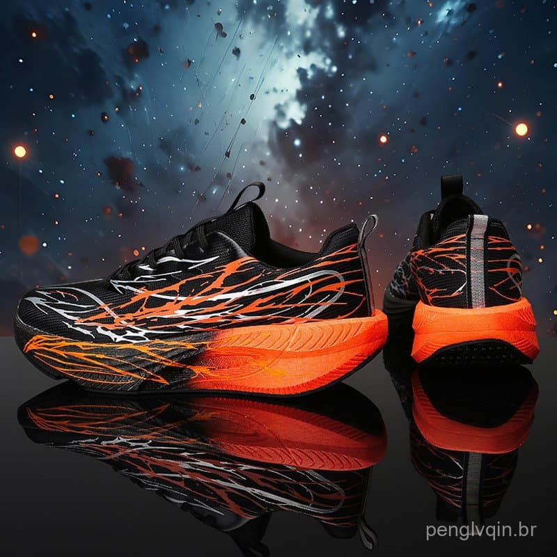 Novos tênis de corrida juvenis com placa de carbono, luminosos, versáteis, leves e elegantes, tênis esportivos para casa