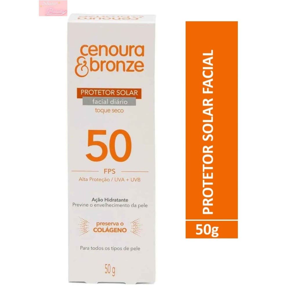 Protetor Solar Facial FPS 50 Toque Seco Cenoura Bronze 50g