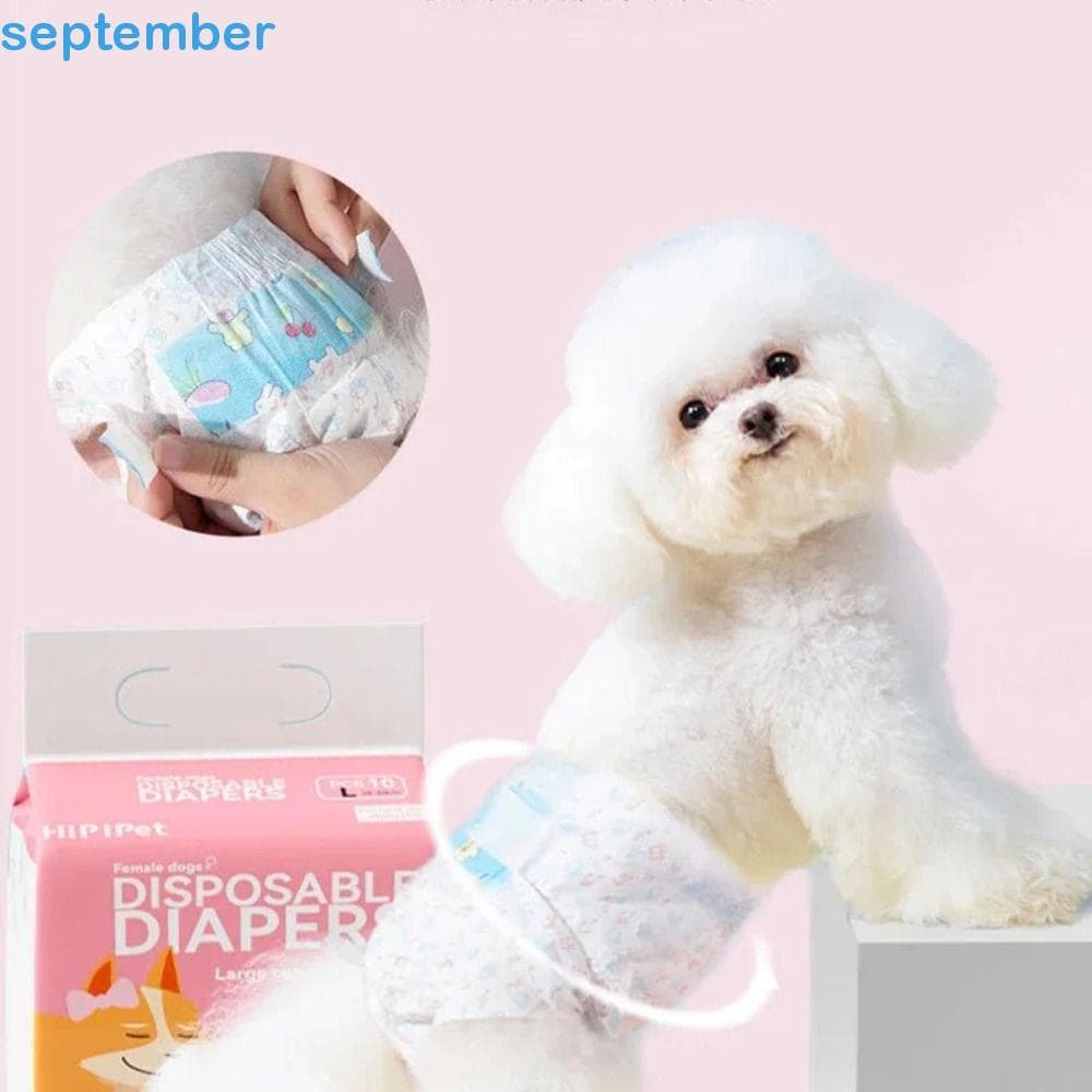 SEPTEMBERB 10 Unidades De Fraldas Descartáveis Para Animais De Estimação , Calças Menstruais De Algodão À Prova De Vazam