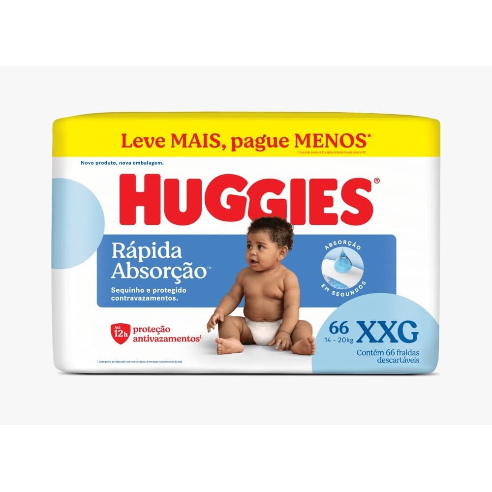 Fralda Huggies Rápida Absorção - Tamanho XXG 66