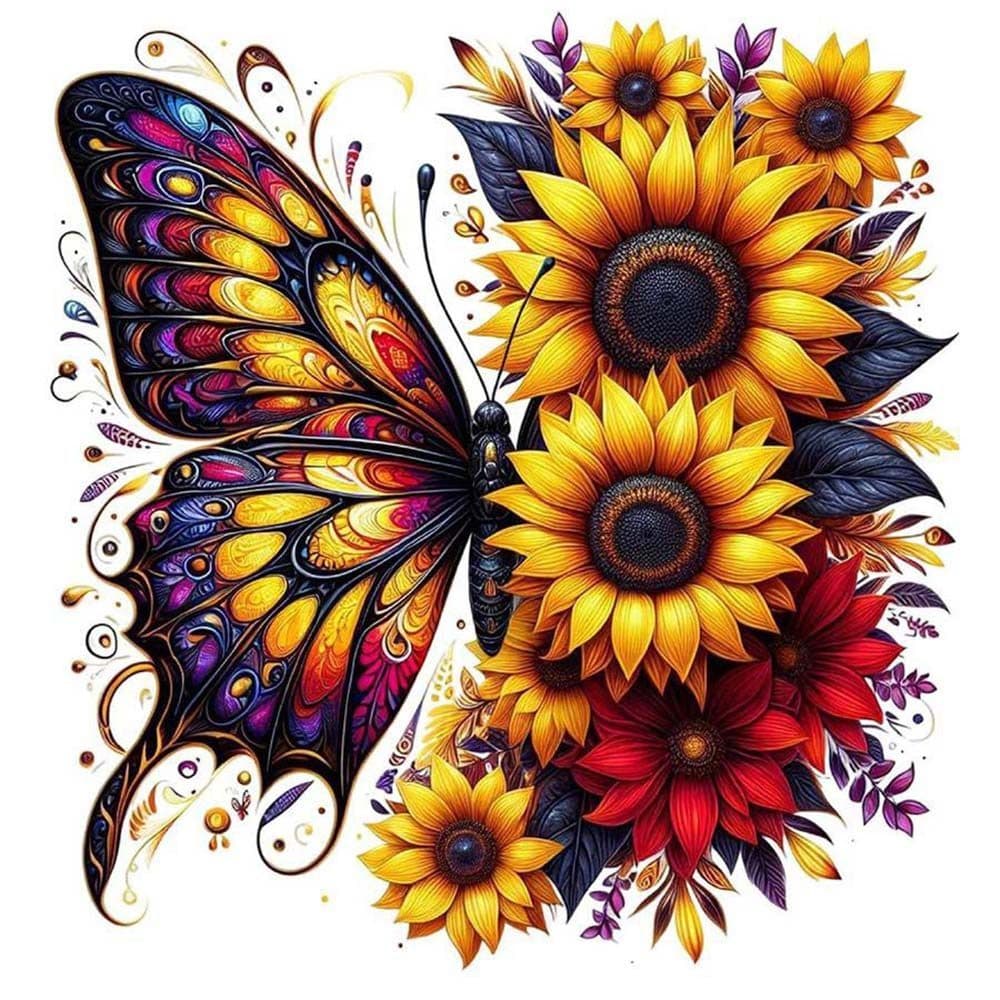 5D diy diamante completo redondo pintura diamante-Kit de pintura diamante borboleta, girassol mosaico lona diy arte da p