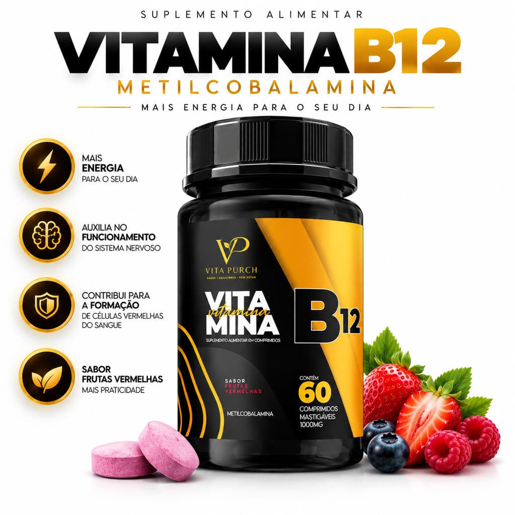 Vitamina B12 Metilcobalamina | Suplemento 60 Cápsulas 1000mg