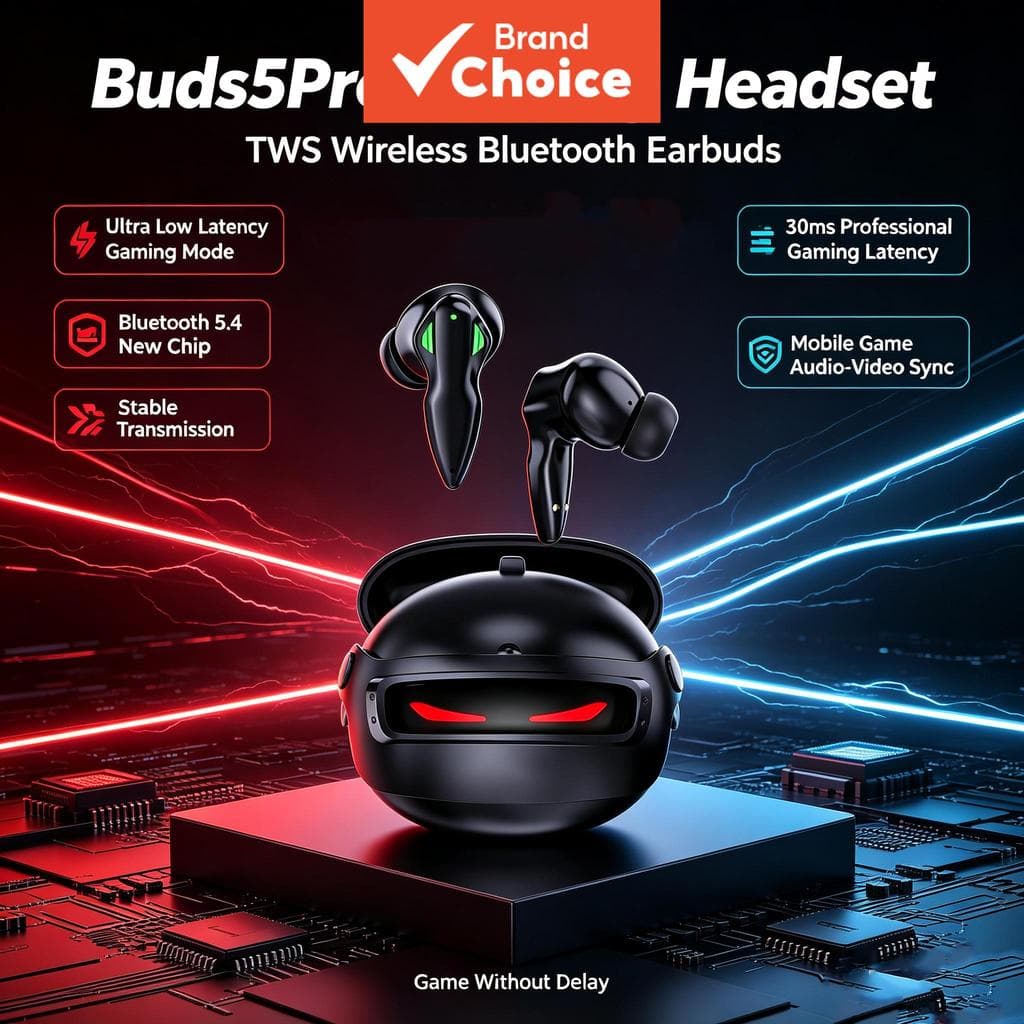 SPRISE Buds5Pro Fones de Ouvido TWS Bluetooth 5.4 30ms de Baixa Latência Fones de Ouvido ENC Redução de Ruído 13mm