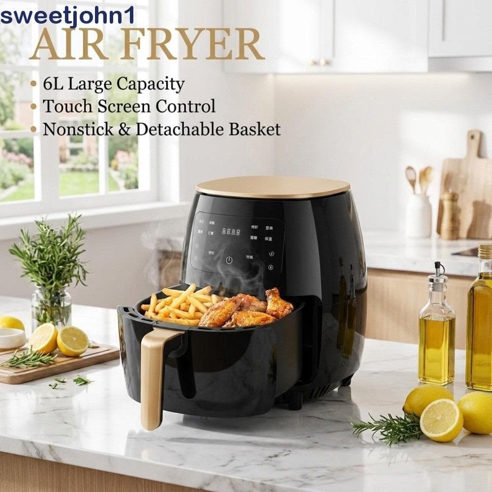 Fritadeira Elétrica SWEETJOHN1 , De Ar Multifuncional 6L Digital Antiaderente Com Cesta Removível