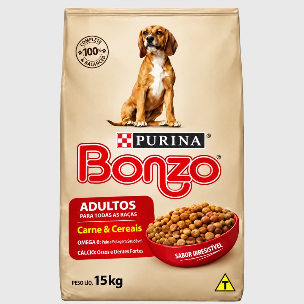 Ração Bonzo para Cachorro Adulto Sabor Carne e Cereais 15kg