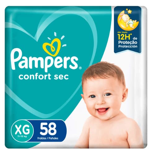 Fralda Infantil Pampers Confort Sec Super XG 58 Unidades Fralda Pampers Confort Sec Super Tamanho XG - com 58 Unidades