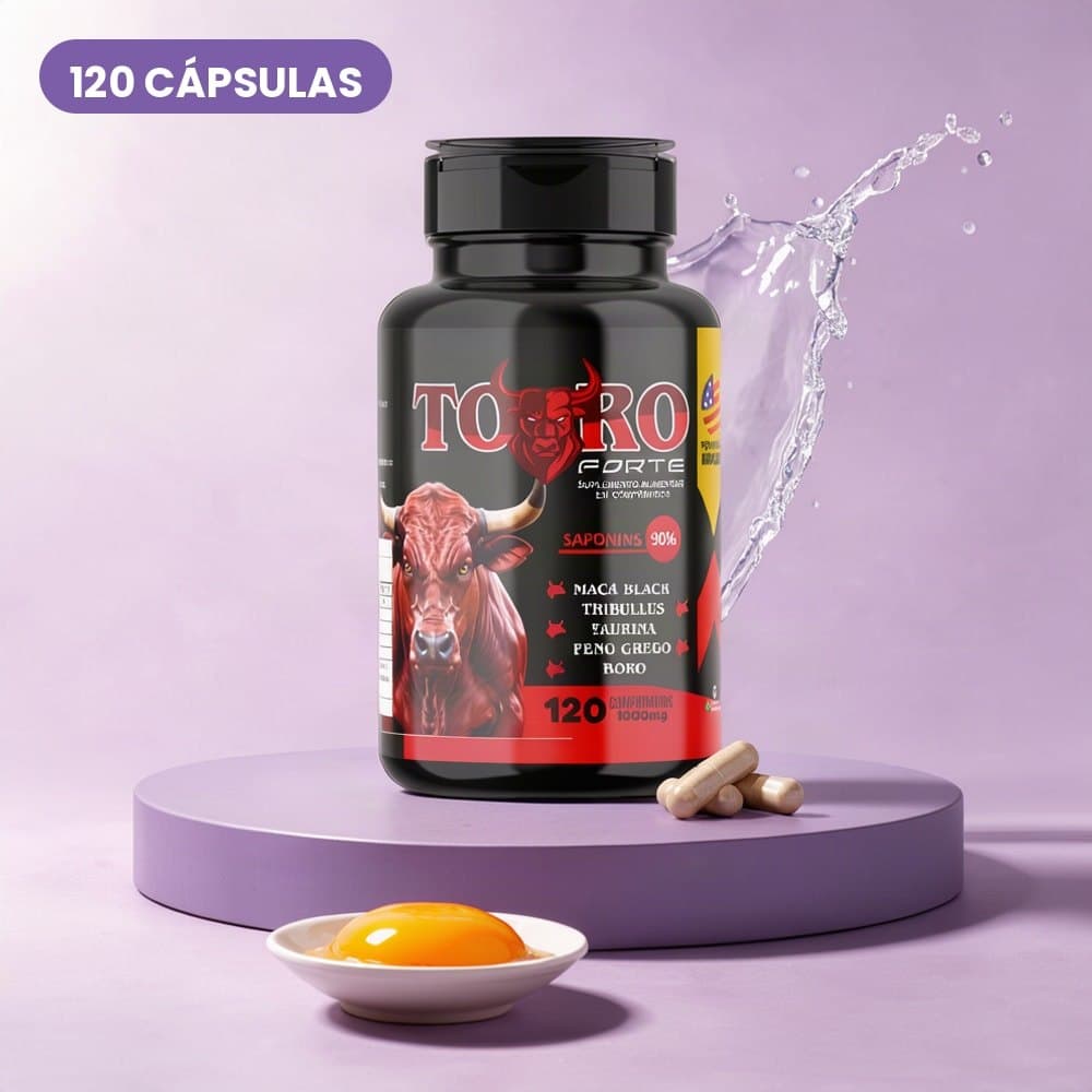 Suplemento Alimentar Touro Forte 120 Cápsulas com Vitamina D, Vitamina E, Zinco e Aminoácidos Sem Glúten