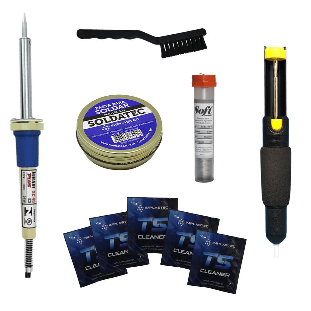 Kit de Soldagem com ferro de solda estanho sugador pasta kit completo para soldagem bancada completa