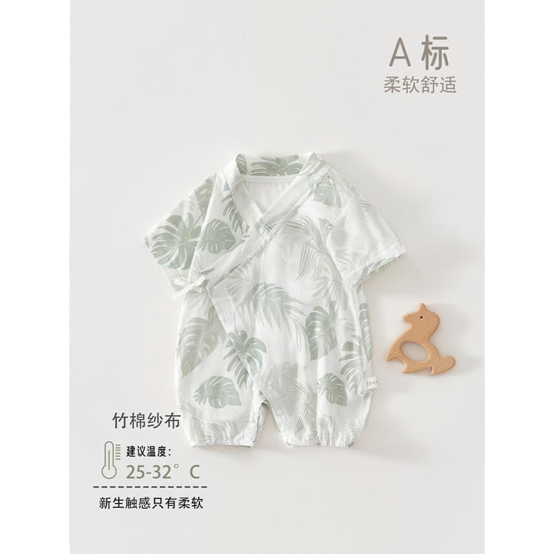 Bebê roupas de bebê verão gaze Junesuit manga curta estilo fino junho dezembro menina roupas de verão roupas para casa c