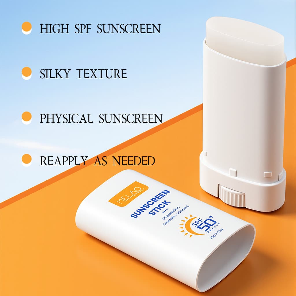 MELAO Protetor Solar em Bastão FPS50 + Refrescante Não Falso Branco Resiste Pasta Ultravioleta Protetor Solar Sólido