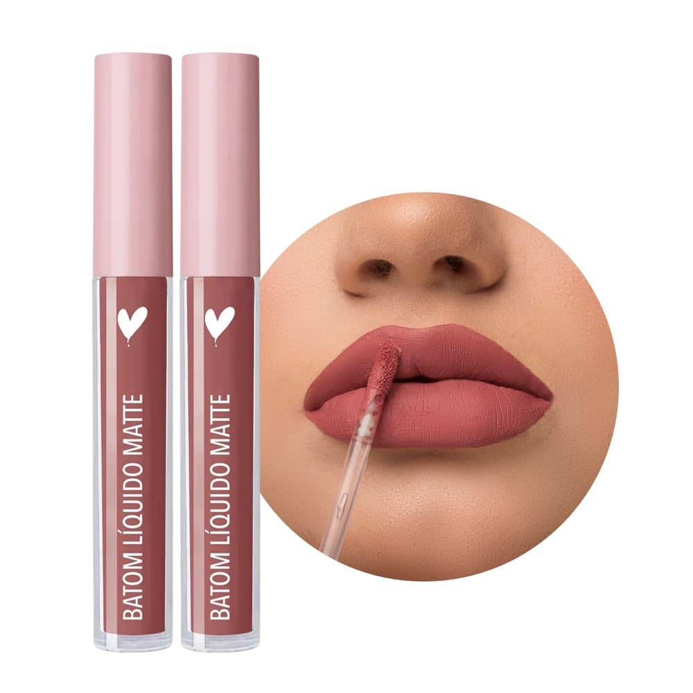 Kit 2 Batom Líquido Rosê Cor 21 Koloss Matte Longa Duração e Cobertura Perfeita
