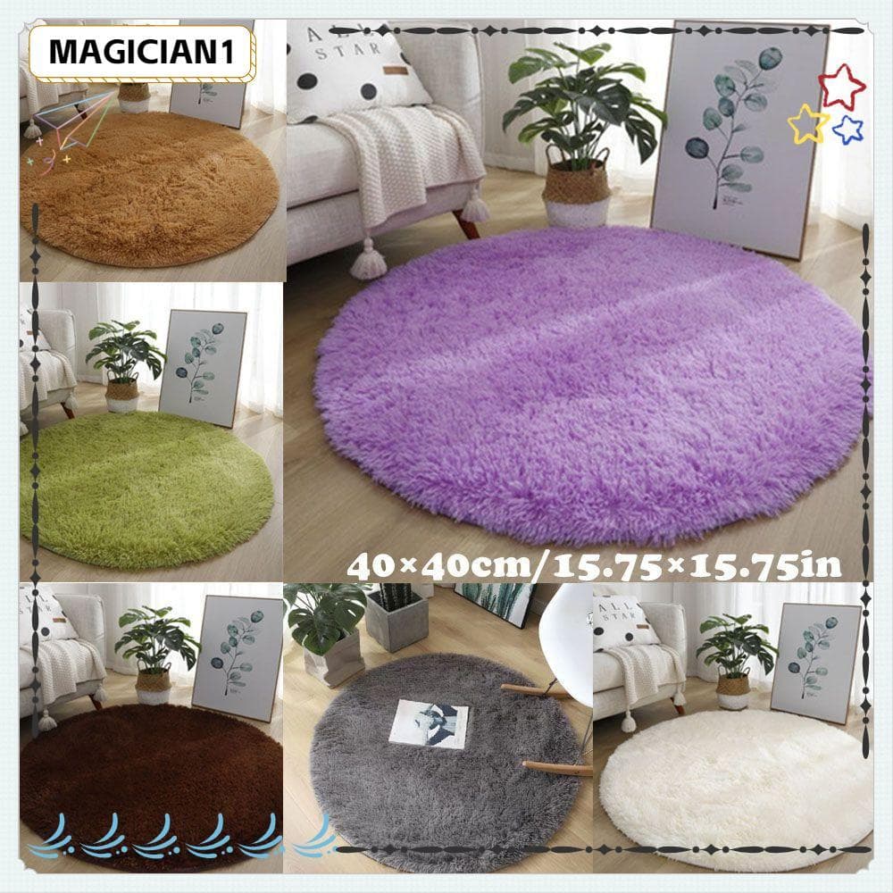 Tapetes De Sala De Estar MAGICIAN , Tapete Redondo De Pelúcia Macio Antiderrapante De Pé Engrossado De Cor Sólida De 40 