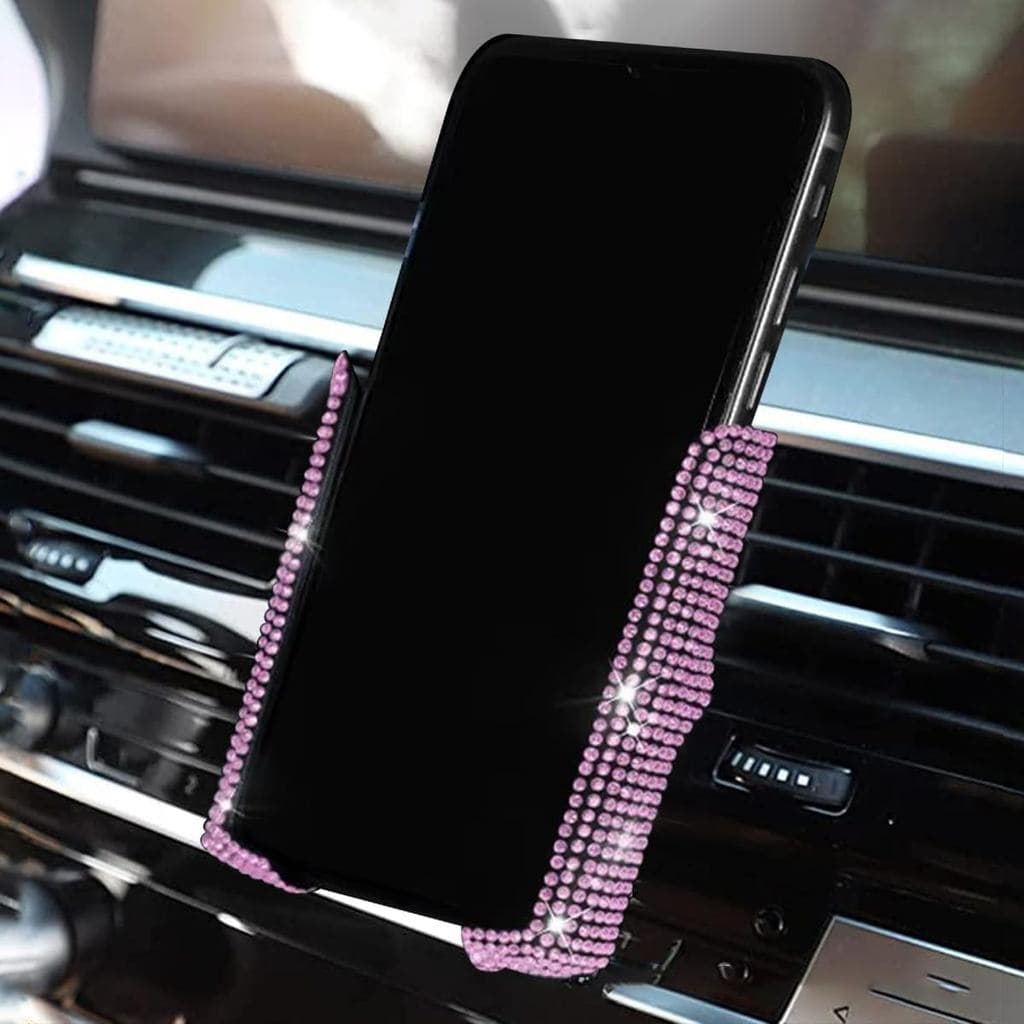 Suporte de Telefone para Carro com Brilho, Suporte de Celular para Painel e Saída de Ar do Veículo com Cristais de Stras