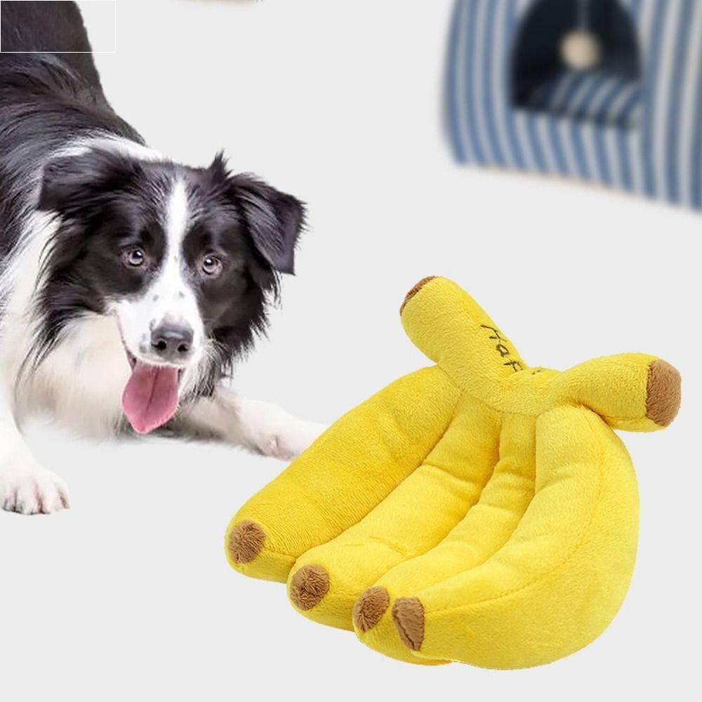 Brinquedo De Cachorro Estridente , Pelúcia Amarelo De Banana Para Animais De Estimação , Brinquedos Interativos Portátei