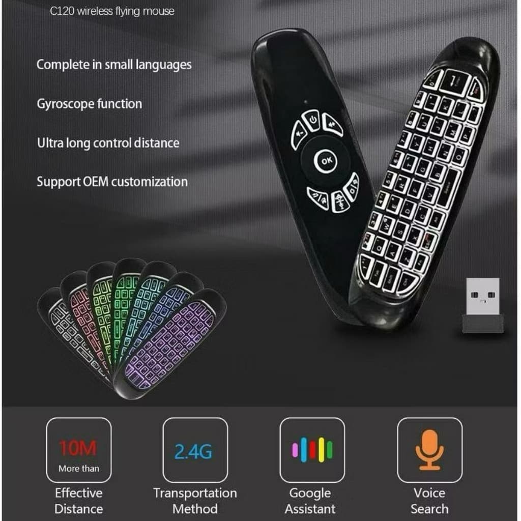 Mini Air Mouse Controle Remoto com Teclado Sem Fio para TV Box e Smart TV