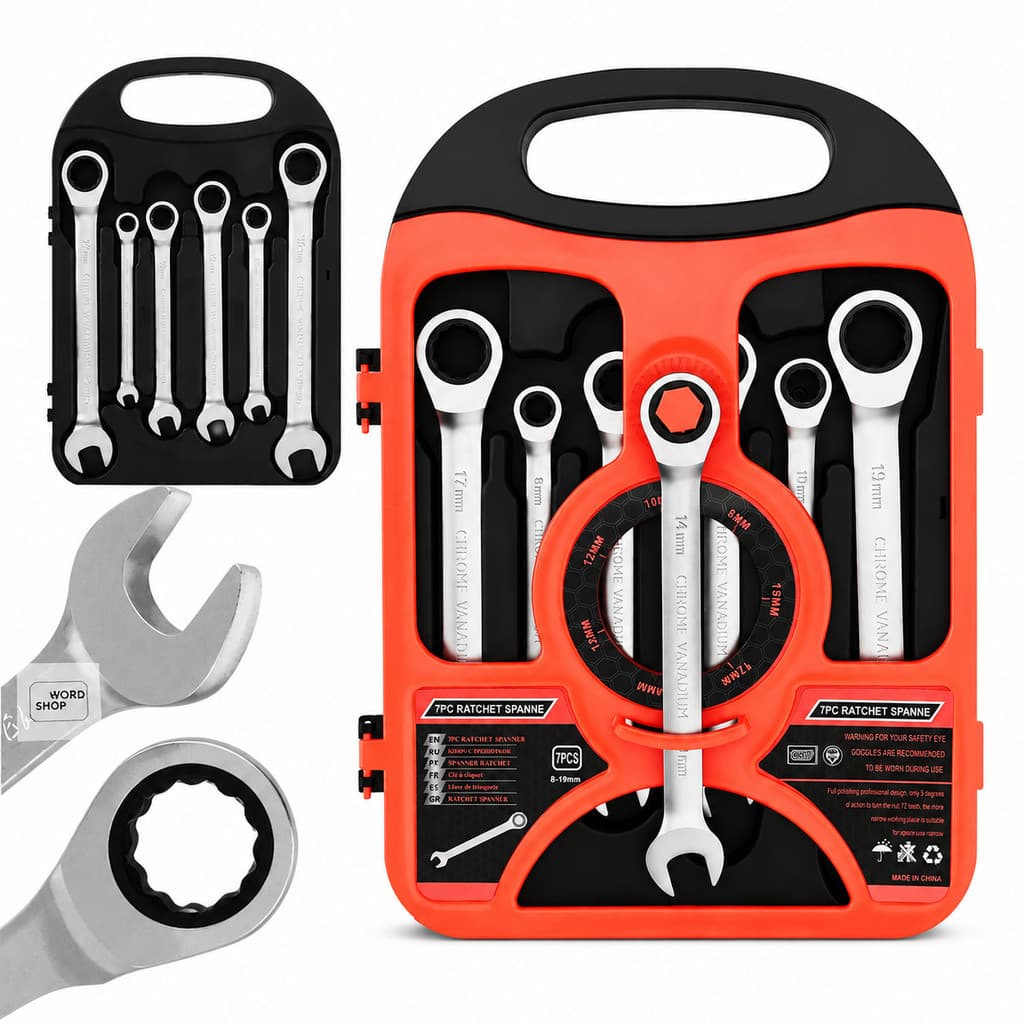 Jogo Chave Catraca Combinada 7 Pecas Estojo Organizador Reparo Oficina