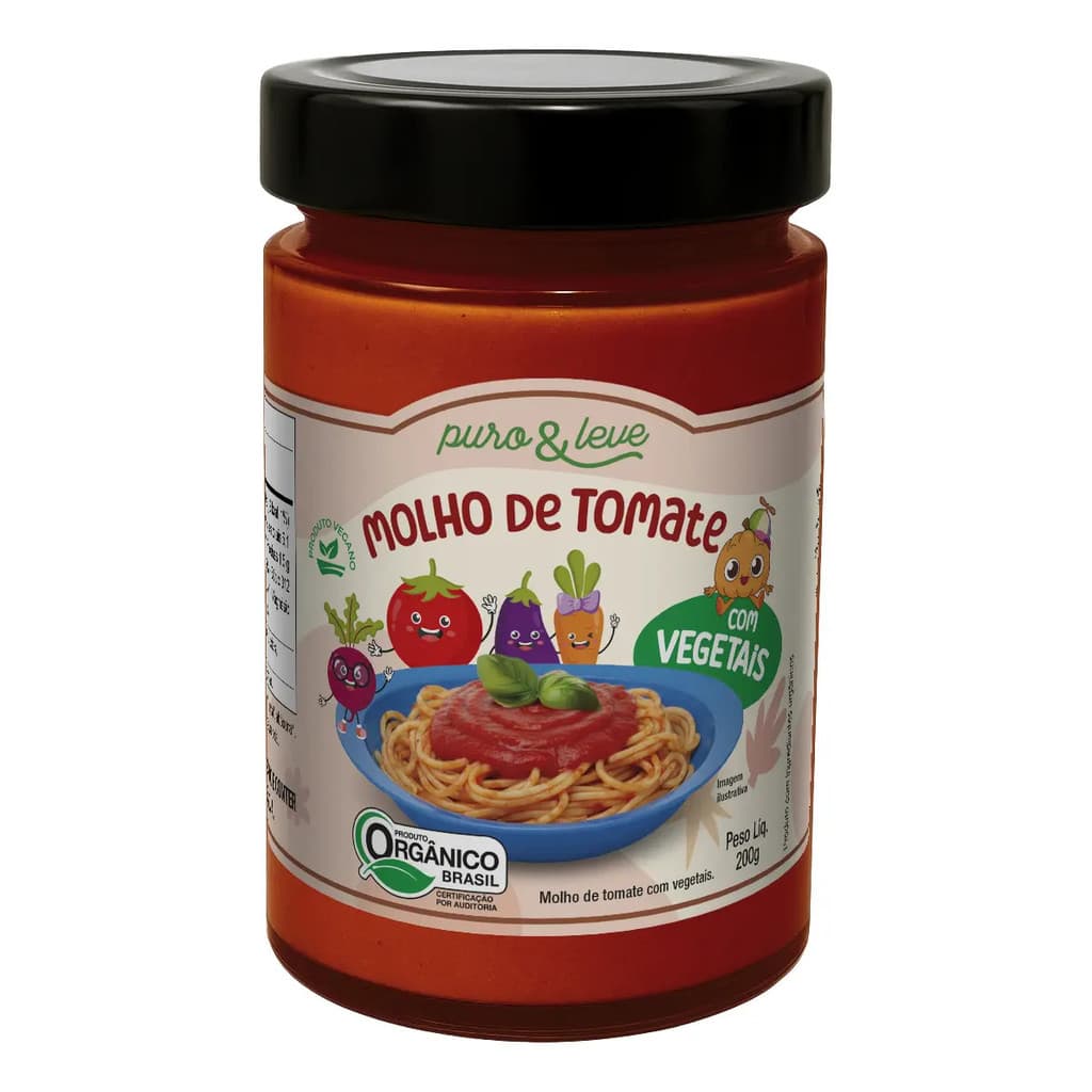 Molho De Tomate Pronto Fit 200g Puro e Leve - Base De Vegetais Vegana P/ Pizzas E Receitas