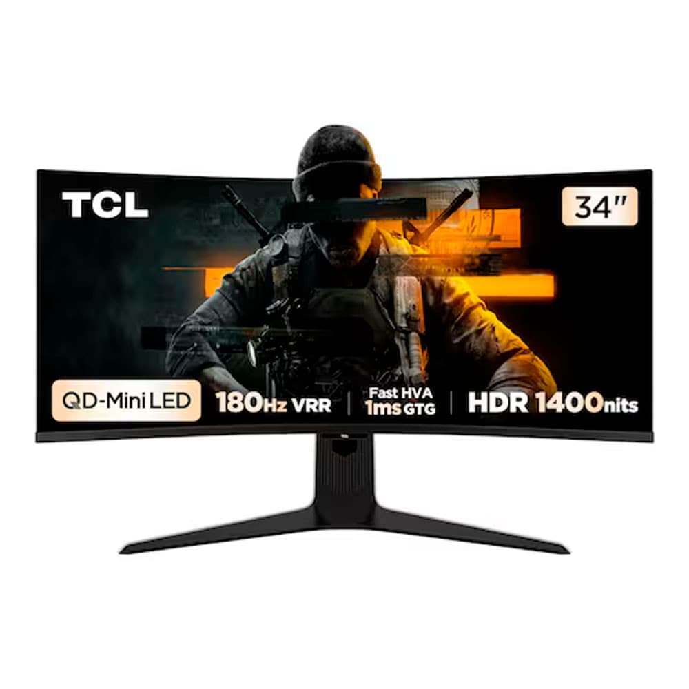 Monitor Gamer Curvo 34 WQHD 34R83Q QD Mini LED 180Hz 1ms FreeSync Premium TCL