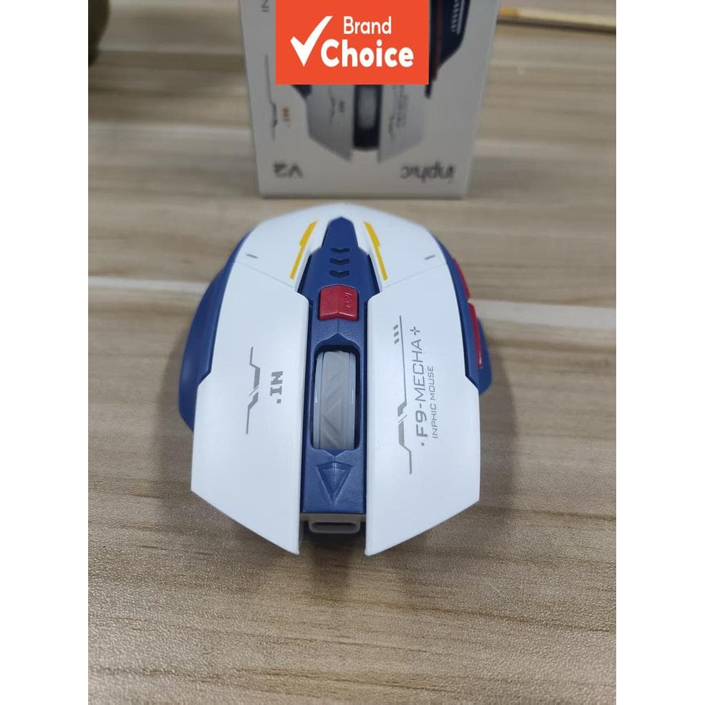 Mouse Inphic F9V2, atualização para mouse sem fio de três modos: 2,4G + BT1 + BT2, para jogos e competições elétricas,