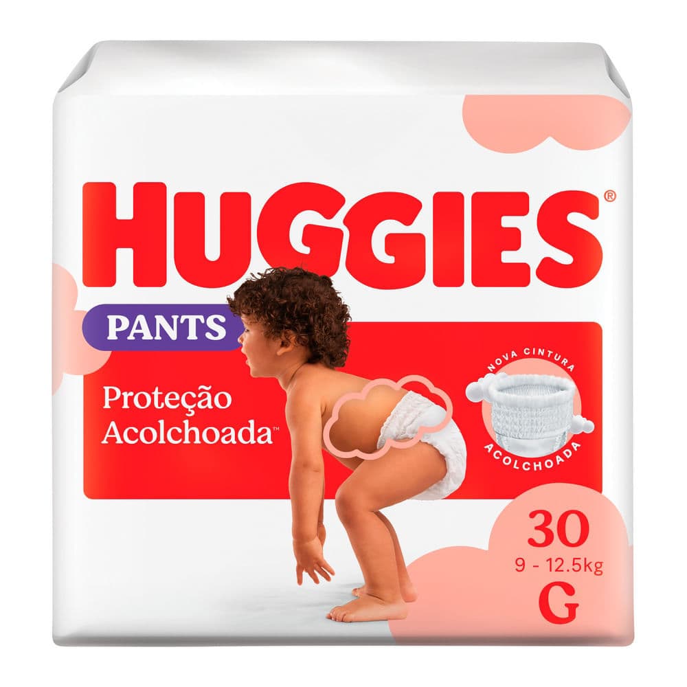Fralda Huggies Pants Roupinha Proteção Acolchoada Tamanho G Pacote Mega 30 Unidades Descartáveis