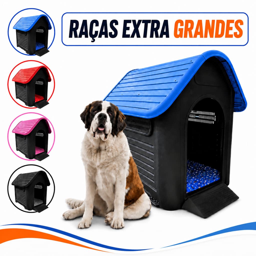 Casa Casinha Plástica Para Cachorro Grande N11 Big Home Até 70kg Kit Colchonete Cama Pet