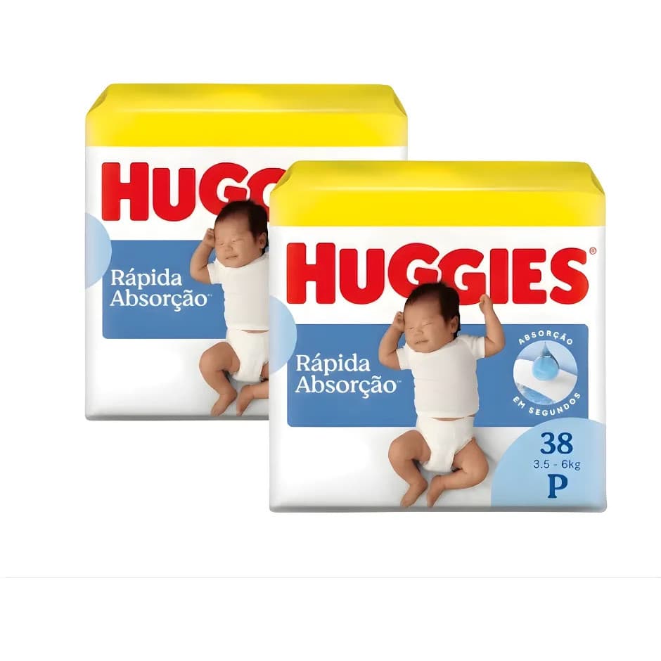 Kit 2 Pacotes Fralda Huggies Tripla Proteção Tam P 76 Un