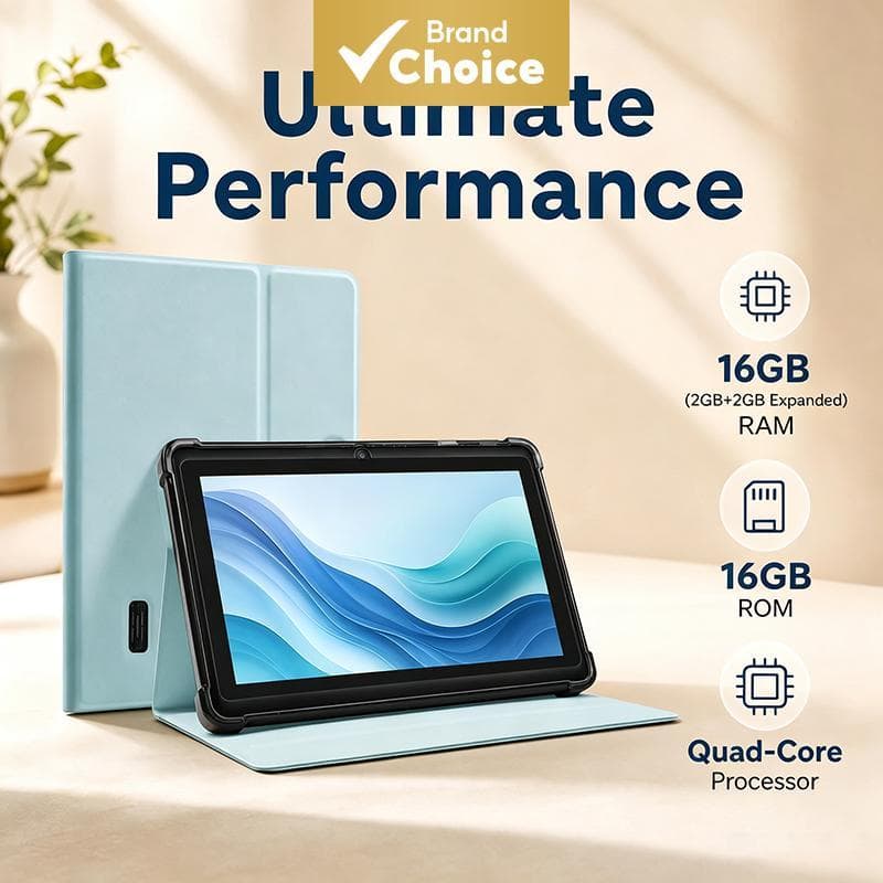 Tablet Android ATMPC de 7 polegadas, com 16 GB de armazenamento, WiFi 6, bateria de longa duração de 3500 mAh, acompanha