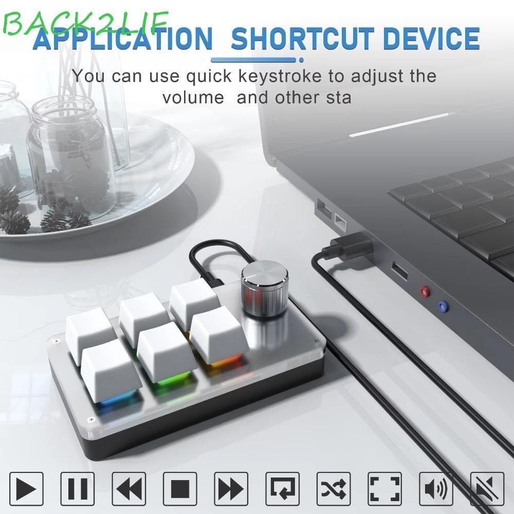 BACK2LIF Mini Teclado De Programação Personalizado , Teclados Para Jogos Com Fio USB , Mecânico De 6 Teclas Hot Swap