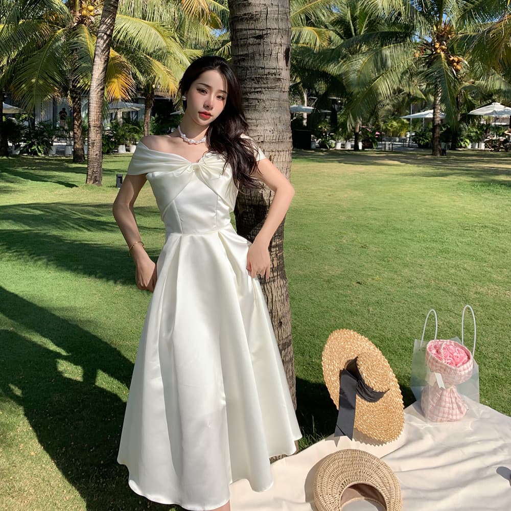 Vestido longo, vestido de festa, vestido de gala francês de nicho feminino, vestido branco de fada para uso diário, com 