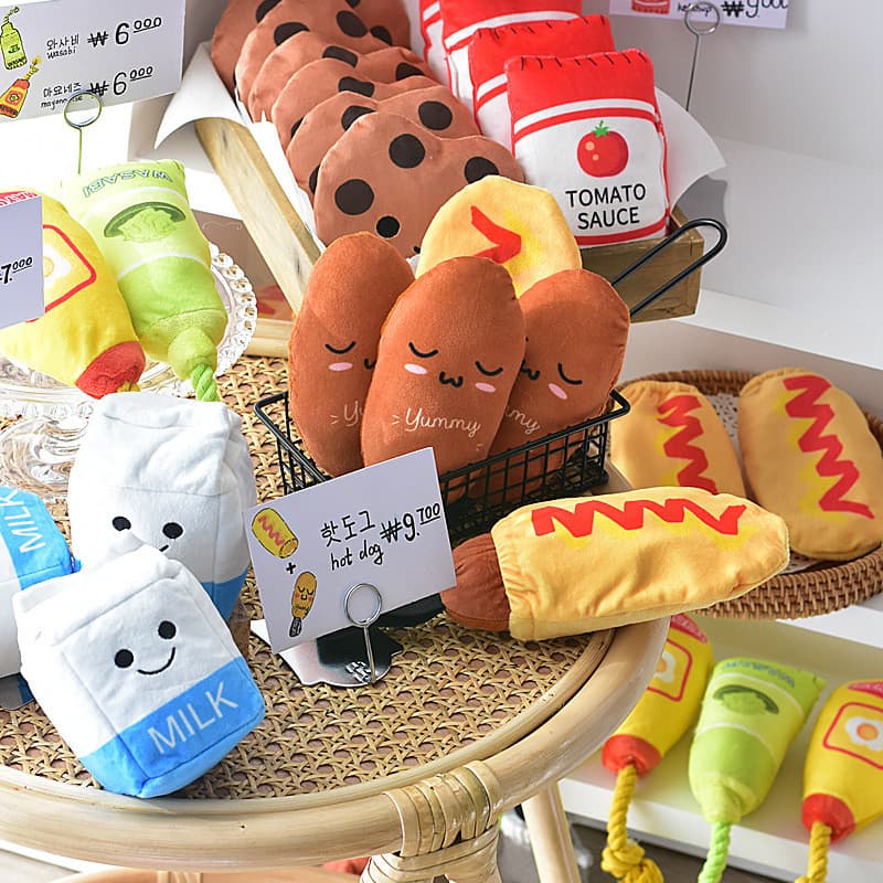Brinquedo para cachorro som papel som bb latindo brinquedo de pelúcia molho de mostarda cachorro-quente biscoito caixa d