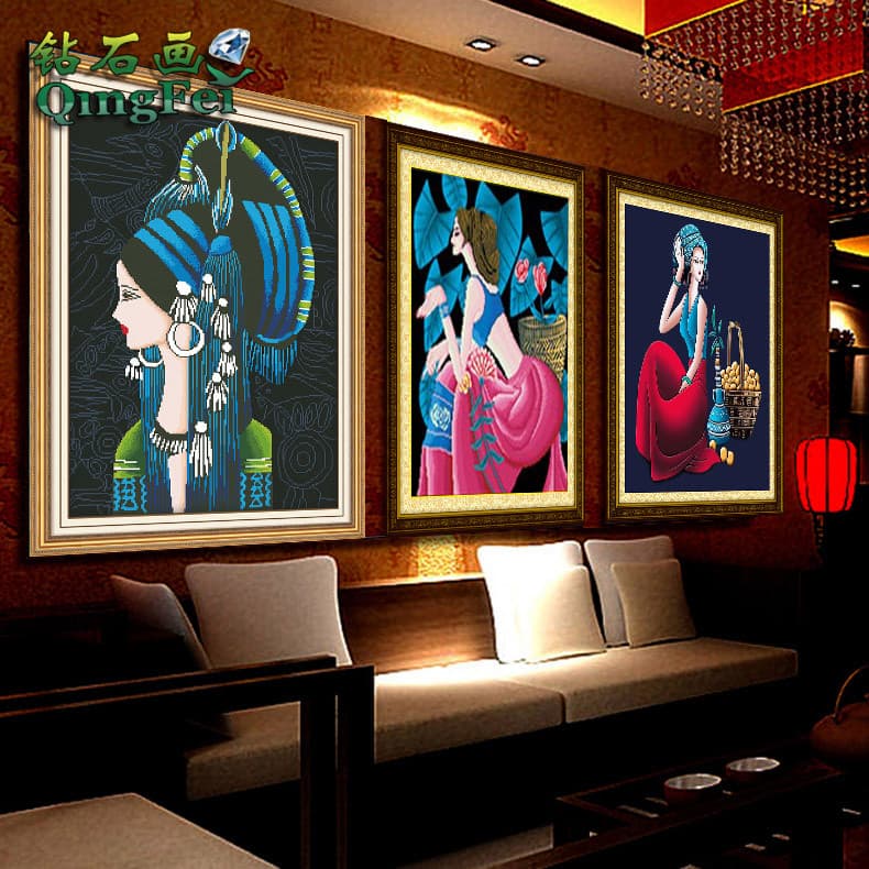 Qingfei 5D Tridimensional Diamante Adesivo Pintura Ashima Pintura Diamante Ponto Cruz Diamante Redondo Clássico Pintura 