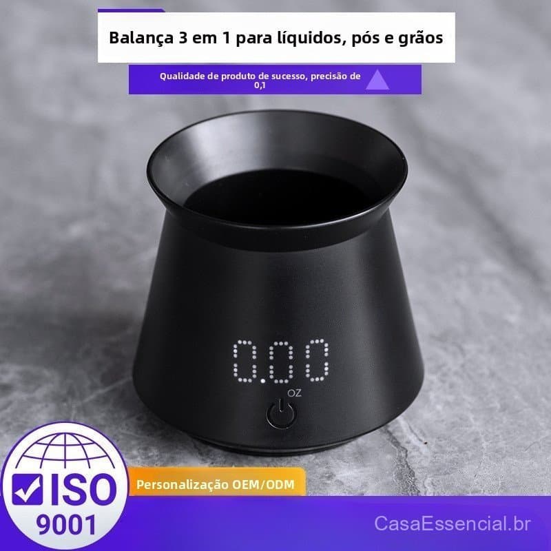 Balança de café 3 em 1, modelo mini, para medir grãos de café, café moído e líquidos, com precisão de 0,1 g, à prova d'á