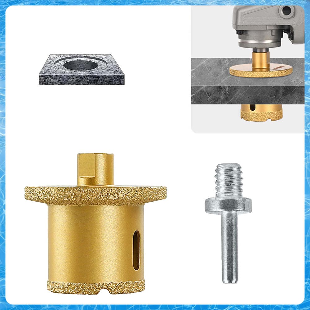 ​​Broca p/ Esmerilhadeira Fazer Buraco em Pia - Diâmetro 40mm, Prof. 36mm, M10, Ideal p- Mármore e Granito​​