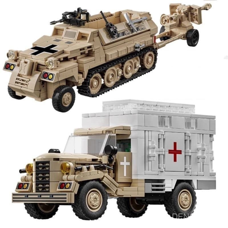 Blocos de montar Lego, caminhão de resgate, veículo blindado, trator, caminhão transportador, modelo de caminhão, veícul