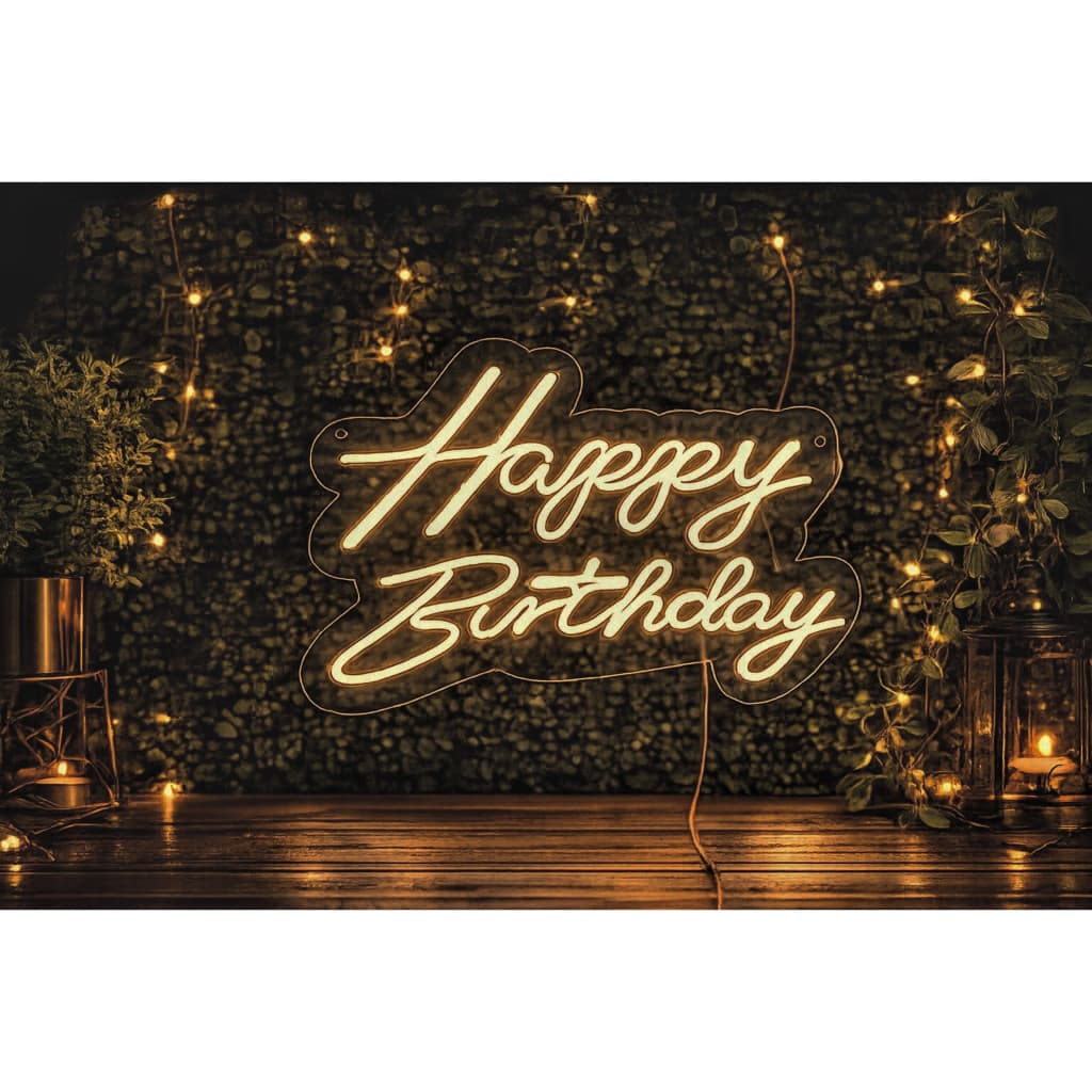 Happy Birthday Led Neon Luminária decoração Festa letreiro em neon led Happy Birthday.