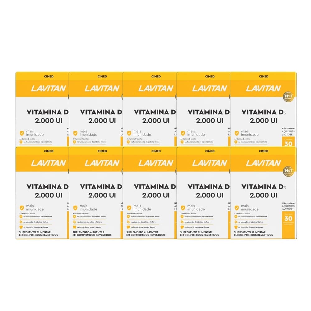 Kit 10x Vitamina Lavitan Vitamina D 2.000 Ui 30 Cpr - CIMED