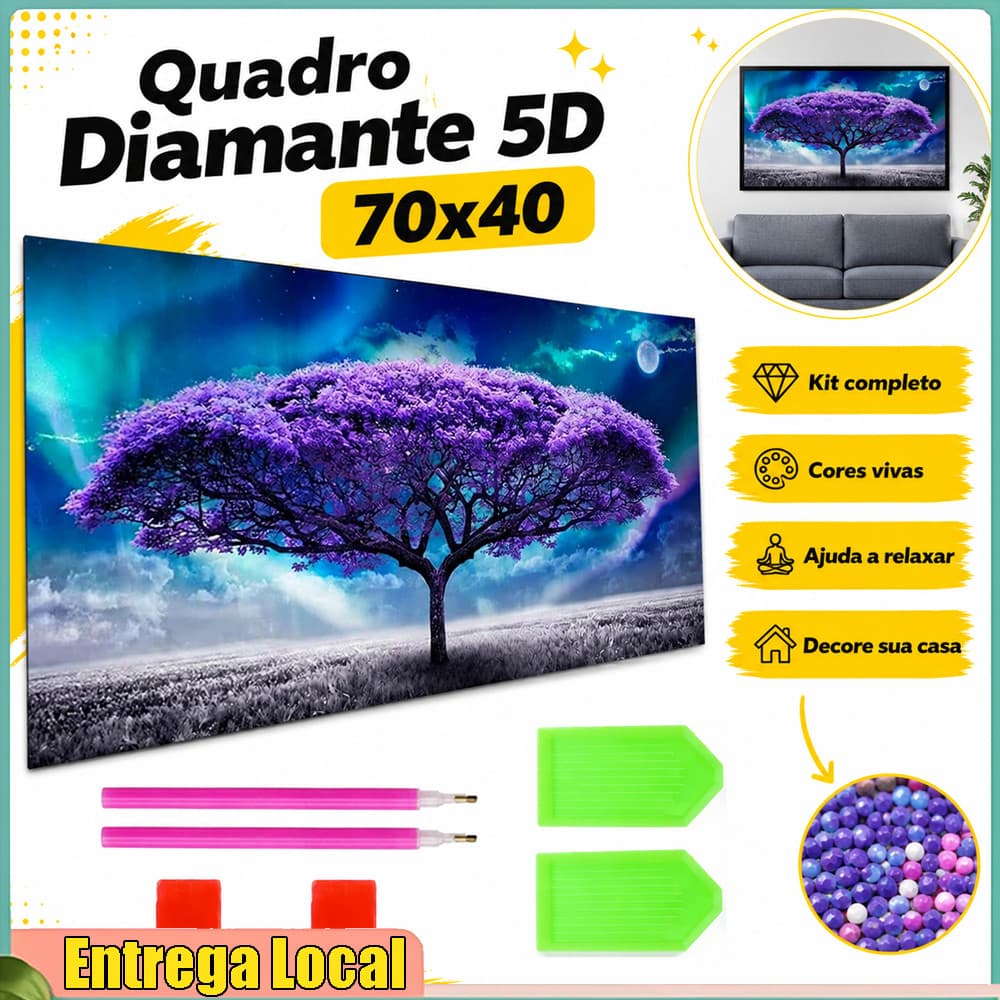 Céu noturno grande árvore 5D diamante completo pintura diamante 70 * 40 cm Mural decorativo feito à mão