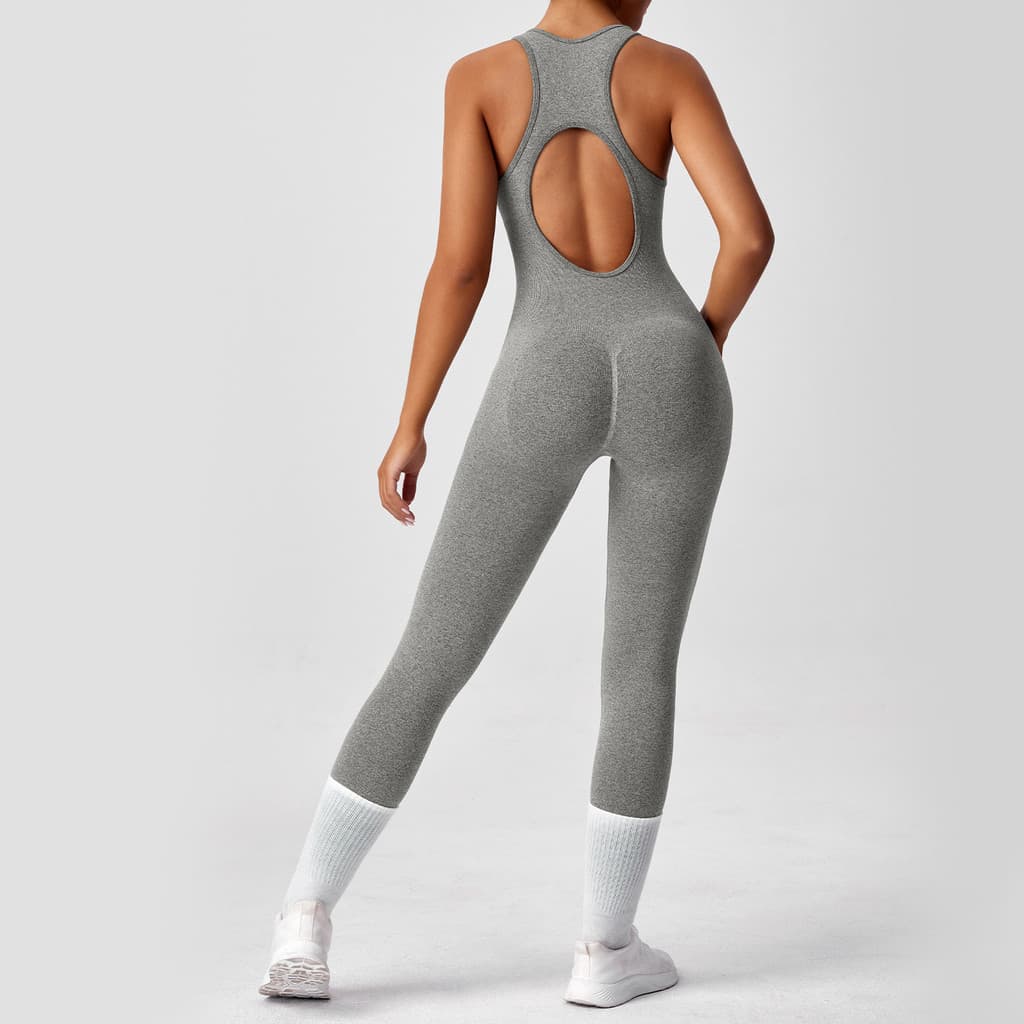 Longo roupas de yoga de uma peça apertado oco bonito volta roupas de Fitness feminino alta elástica de uma peça esportes