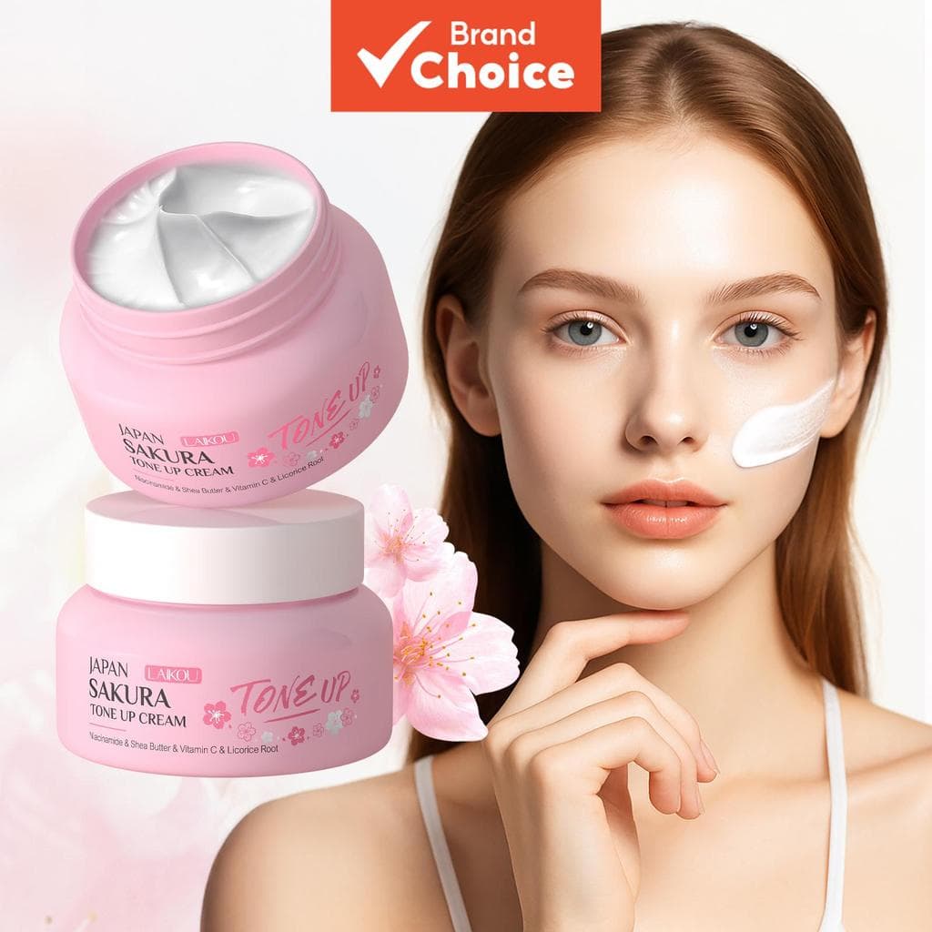 LAIKOU Creme Clareador Hidratante Facial 2 Frascos Kit Sakura Glow VC Creme Base Clareador Anti-Idade, Corretivo de