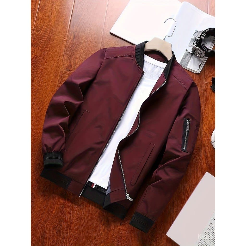Jaqueta Masculina Plus Size, Jaqueta Versátil de Cor Sólida para Primavera/Outono, Roupas de Trabalho Casuais com Efeito