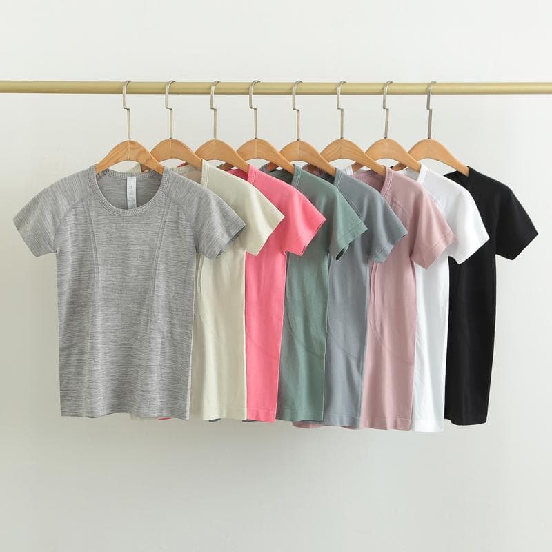 AMOMAT Roupas de Yoga Tops Femininos de Manga Curta Roupas de Fitness de Secagem Rápida Respirável Camisetas Esportivas 