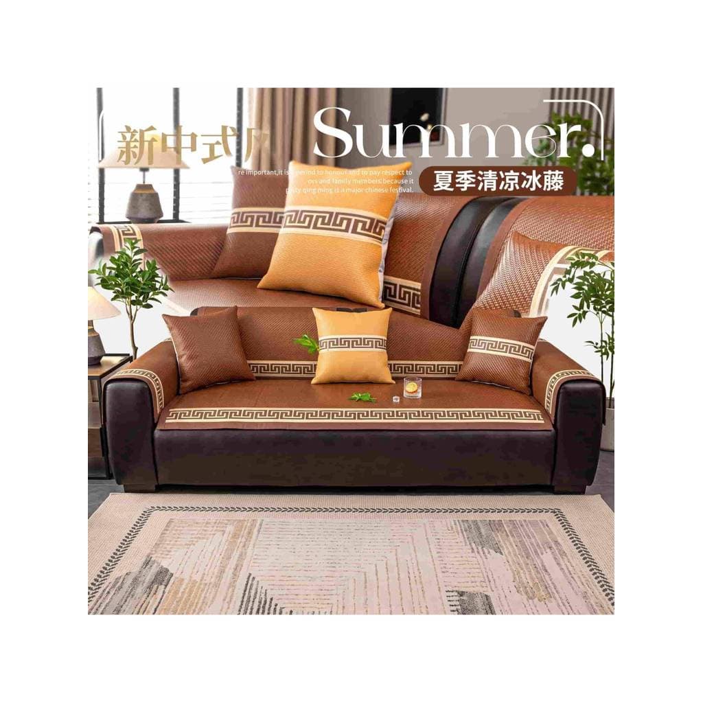 Novo estilo chinês verão gelo Rattan tapete sofá capa pano antiderrapante sala de estar madeira maciça mogno sofá tapete