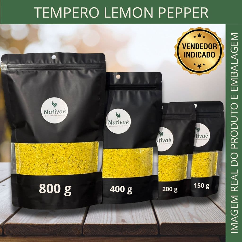 Tempero Lemon Pepper Nativaé Condimento Para Carnes Frango Peixes Saladas 150g 200g 400g 800g