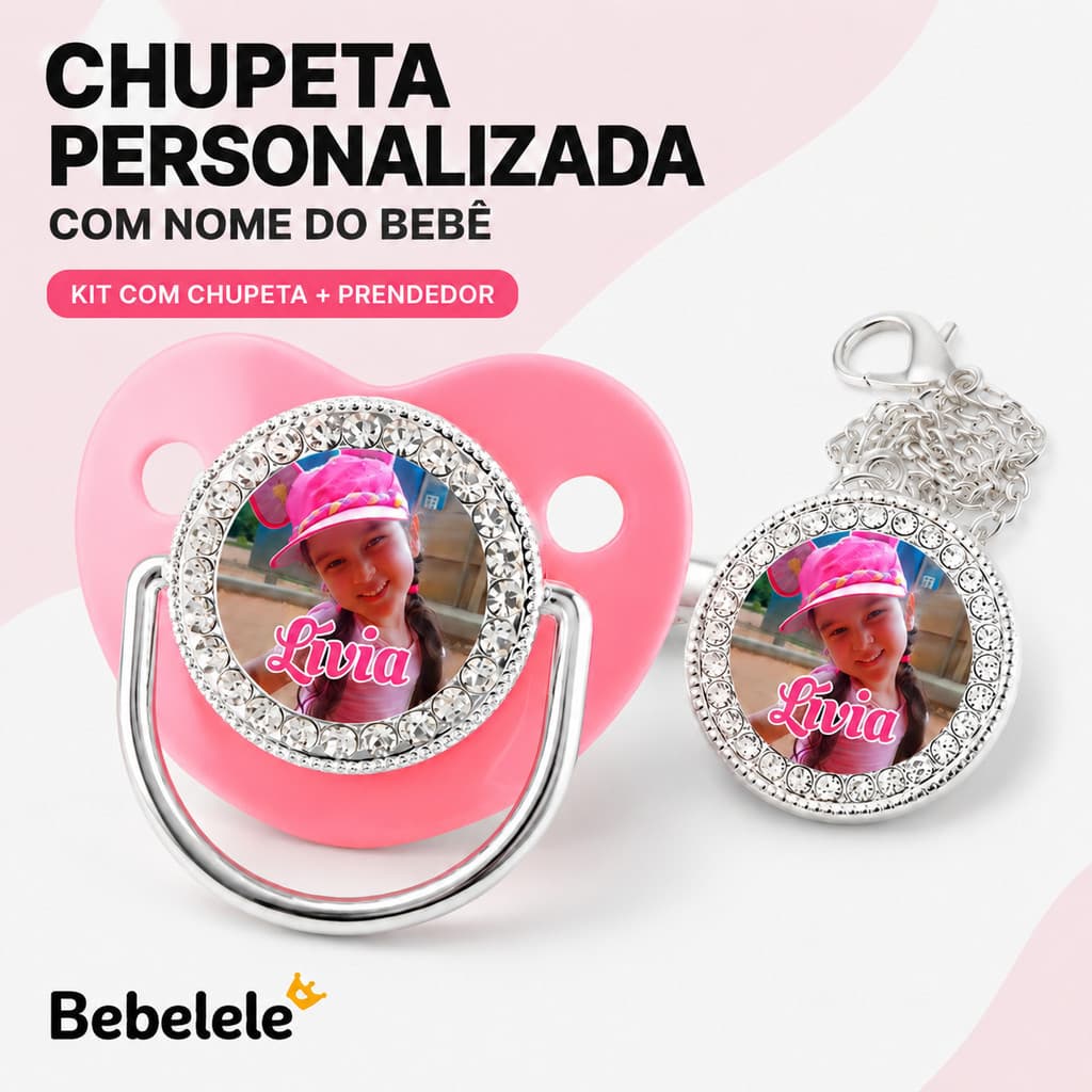Chupeta para bebês com foto personalizada do bebê, chupeta de silicone sem BPA Q7AB