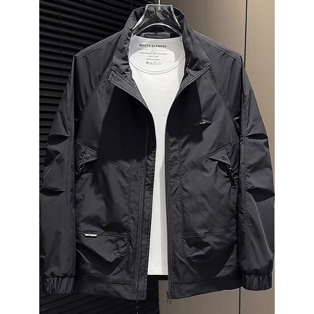 Primavera outono gola alta estilo curto jaqueta única jaqueta masculina juventude influenciador moda Casual jaqueta supe