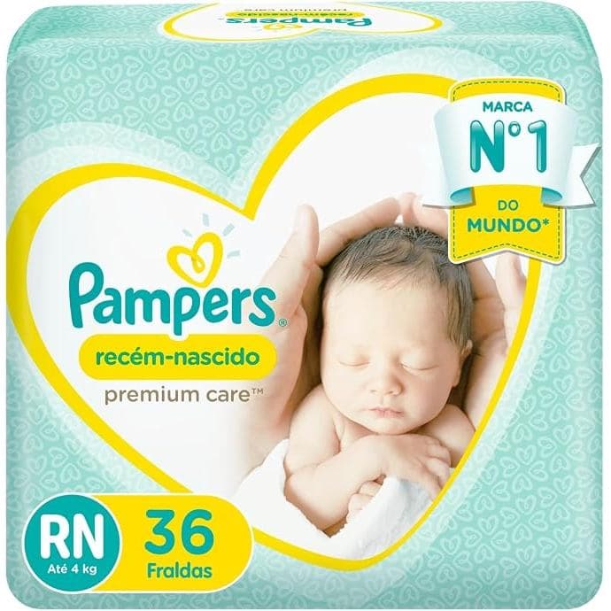 Fraldas Pampers Recém-Nascido Premium Care RN até 4kg 36 Fraldas