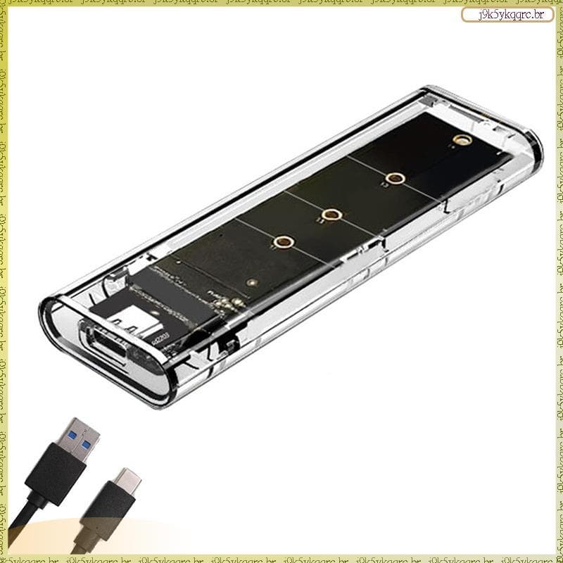 [Elqn] M . 2 NGFF Estojo SSD De Protocolo Duplo Transparente USB Tipo C 10 Gbps PCI-E M2 Caixa De Disco Rígido Externo