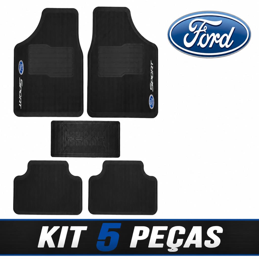 Tapete Automotivo Carro Ford 5 peças Borracha Universal Ecosport Focus Fiesta Escort Fusion Ranger ka Kit New