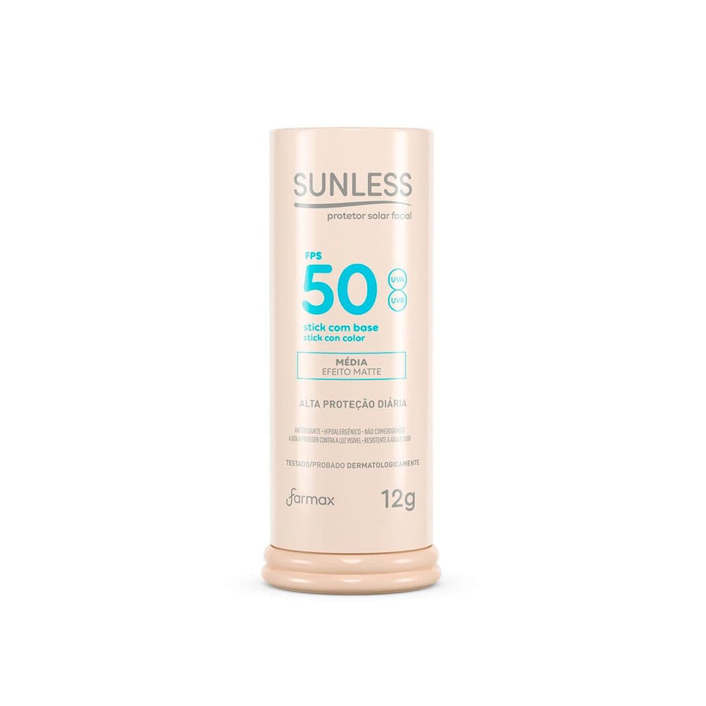Protetor Solar Facial Sunless Stick Com Base Média 12g