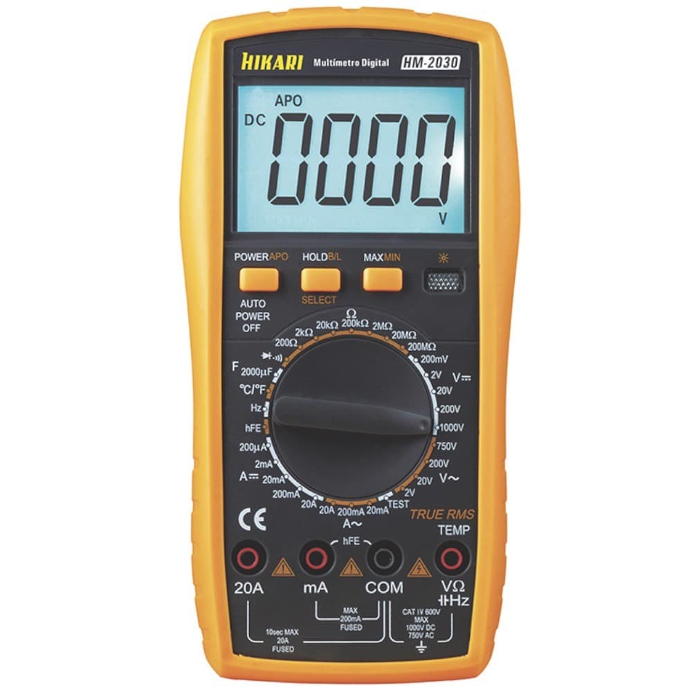 Multímetro digital portátil 600 Volts CAT IV True RMS HM-2030 - Hikari
